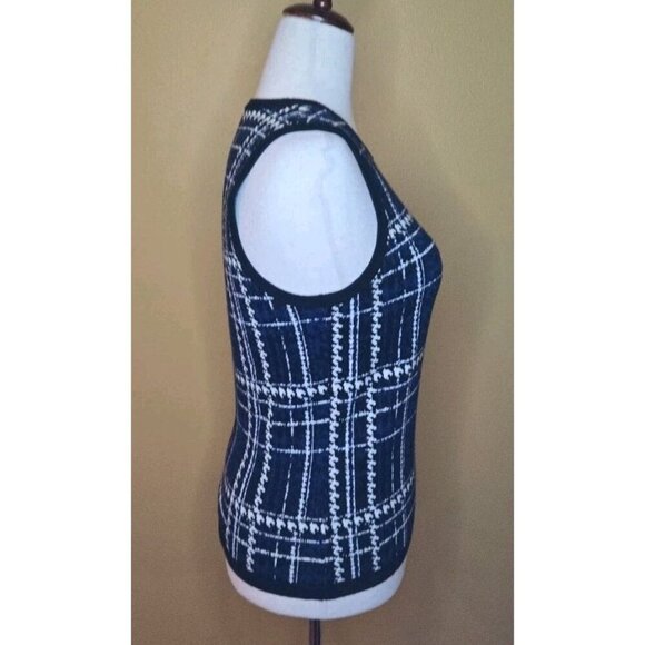 Daniel Rainn Sweater Vest Women Large Houndstooth Blue Black White Viscose EUC - Picture 4 of 9